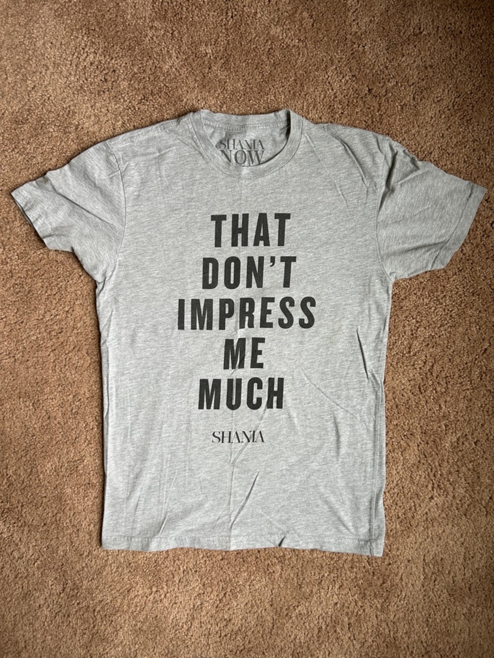 Shania Twain Gray Graphic Tee - "That Don't Impress Me Much"